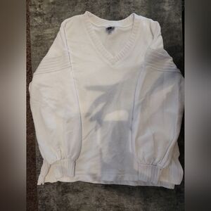 CAbi White Crew Neck Sweater Soft and Versatile